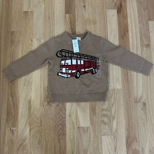 Gap Tan Sweater with Red Fire Truck